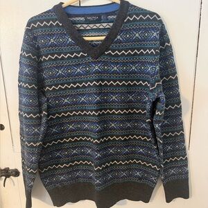 Nautica Men's V-Neck 100% Cotton Isle Knit Sweater